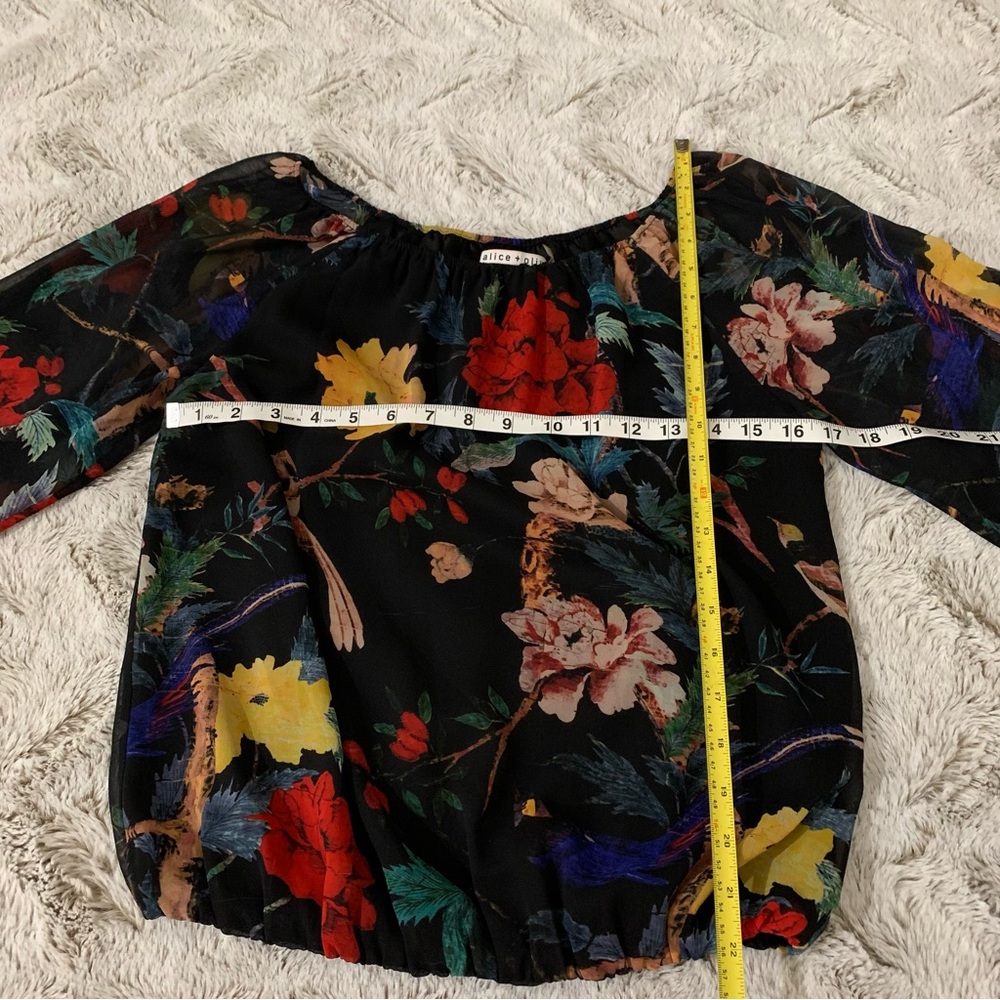 Alice + Olivia Black Floral Off-Shoulder Blouse - Picture 10 of 10